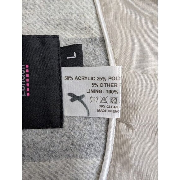 Helene London women's size Large plaid wool blend jacket with fringe neutral - Picture 5 of 11